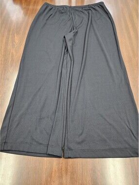 Allen Allen Black Wide Leg Pants Womens Medium Stretch Pull On Cropped Casual